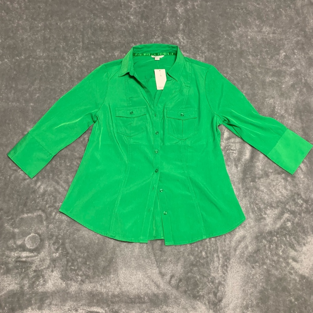 Cato brand size medium, petite three-quarter sleeve dress shirt